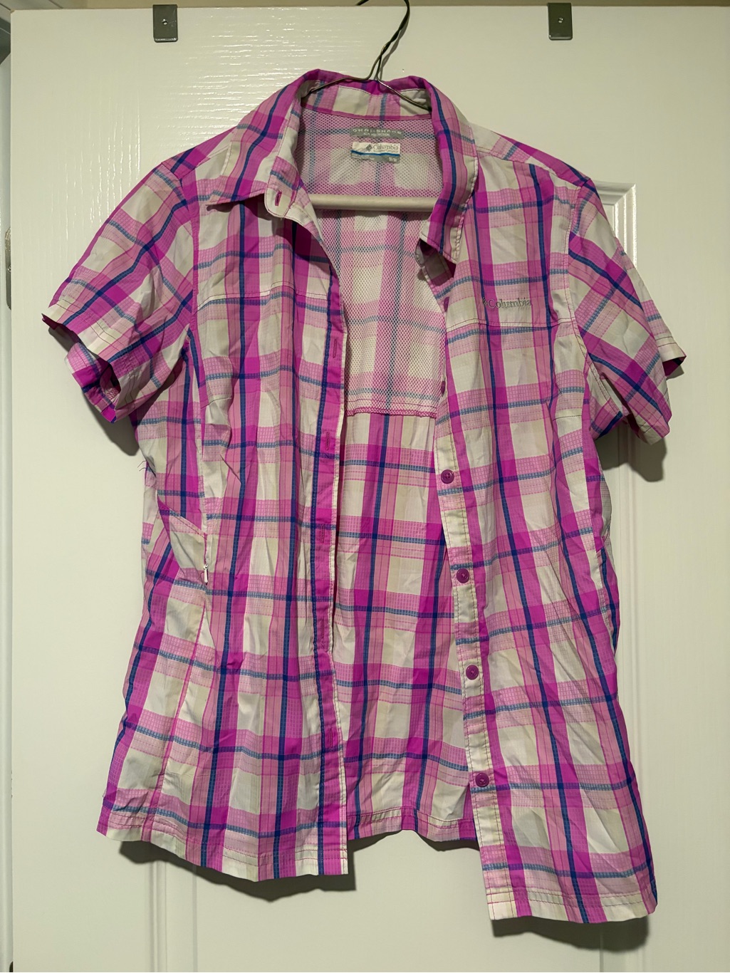 Columbia Pink Plaid Short-Sleeve Button-Up Shirt